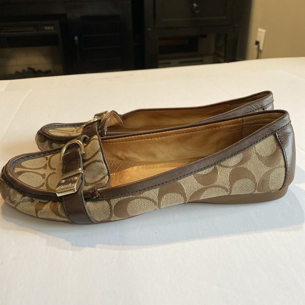 Coach Flores A2160 Women's Brown Casual Slip On Buckle Loafer Flats Size 9.5B - Picture 5 of 13